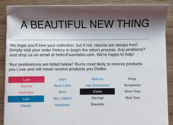 Wantable Accessories Subscription Box Review – September 2014 Info