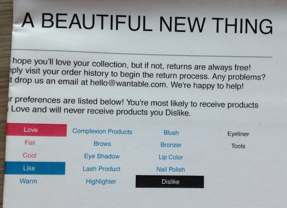 Wantable Makeup Subscription Box Review – September 2014 Info