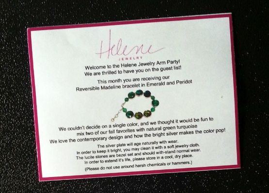 Helene Jewelry Arm Party Subscription Box Review - October 2014 Info