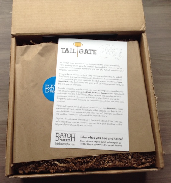 Batch Memphis Subscription Box Review - October 2014 Tailgate