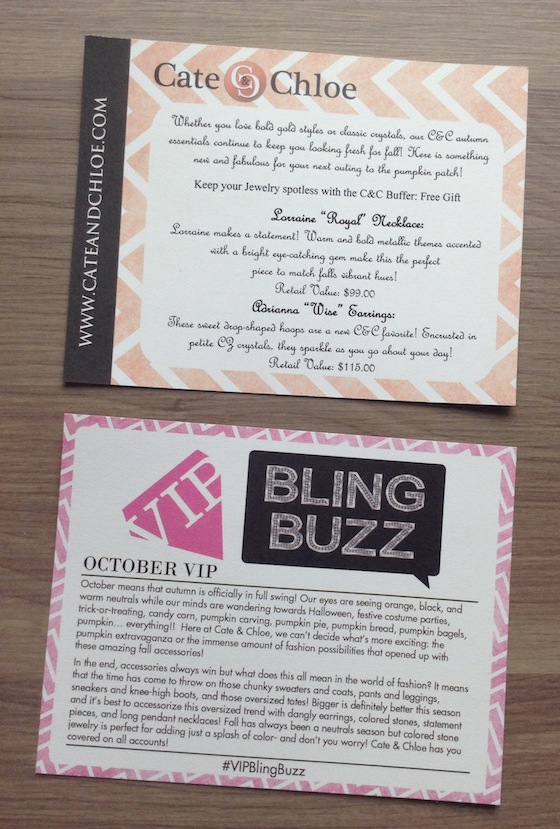 Cate & Chloe Subscription Box Review & 50% Off – October 2014 Info