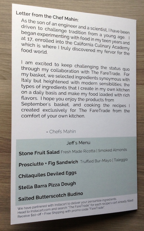The Fare Trade Food Subscription Box Review – September 2014 Letter