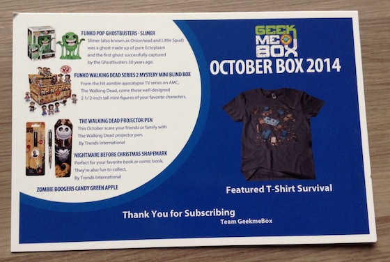 Geek Me Box Subscription Review – October 2014 Info