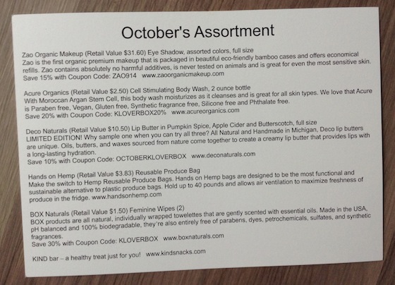 KloverBox Subscription Box Review & Coupon – October 2014 Info