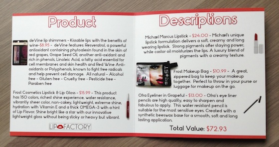 Lip Factory Beauty Subscription Box Review – October 2014 Info