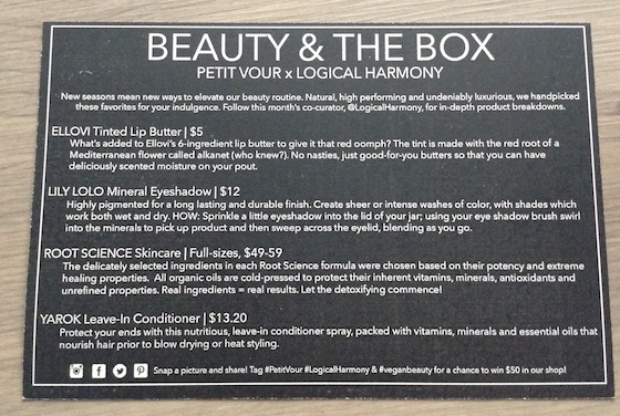 Petit Vour Vegan Beauty Subscription Box Review – Sept 2014 Info