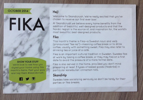  Skandicrush Subscription Box Review - October 2014 Letter