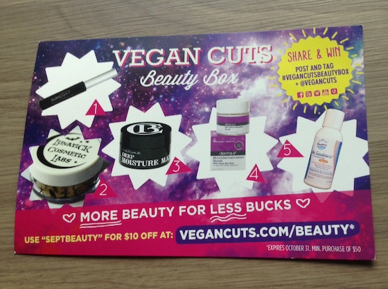 Vegan Cuts Beauty Box Review - September 2014 Info