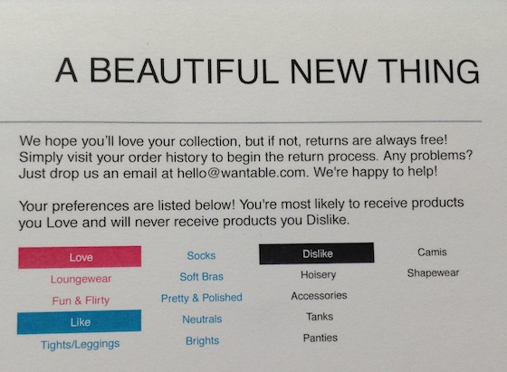 Wantable Intimates Subscription Box Review – October 2014 Info