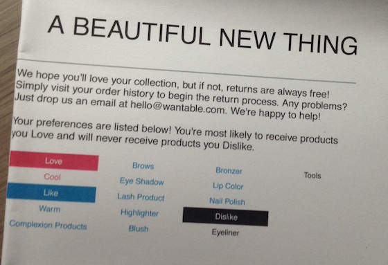 Wantable Makeup Subscription Box Review – October 2014 Info