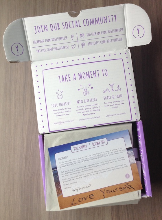 Yogi Surprise Subscription Box Review - October 2014 Packaging