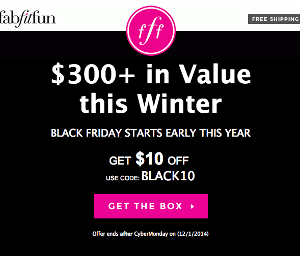 Black Friday FabFitFun VIP Deal - $10 off Winter Box