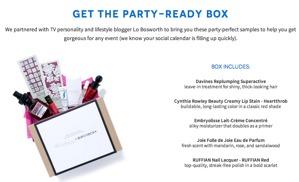 Reminder - December Birchbox Sample Selection Starts Today! Party Pack