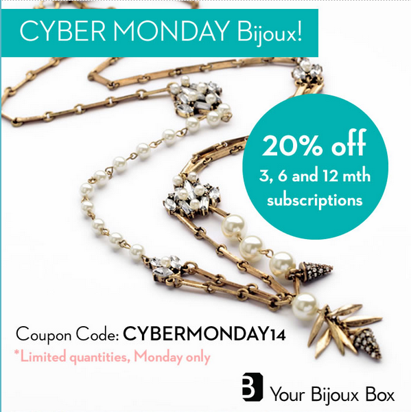 Your Bijoux Box Cyber Monday Deal - 20% Off Subscriptions