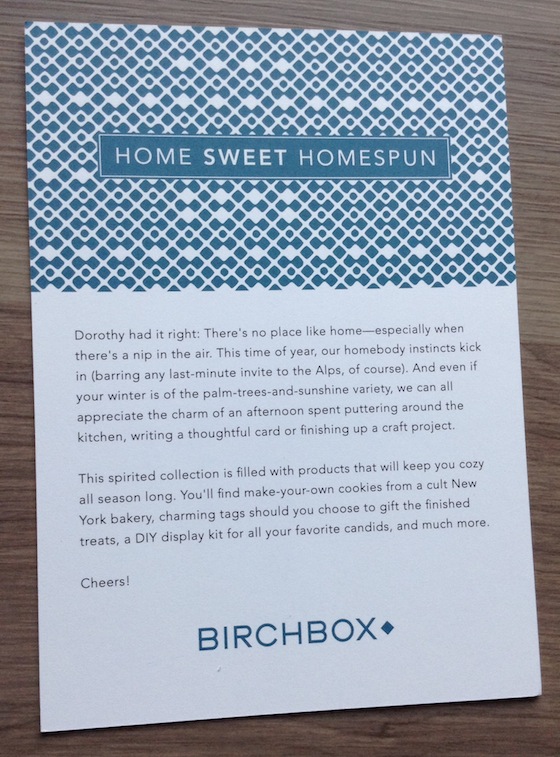 Birchbox Limited Edition Home Sweet Homespun Box Review Info
