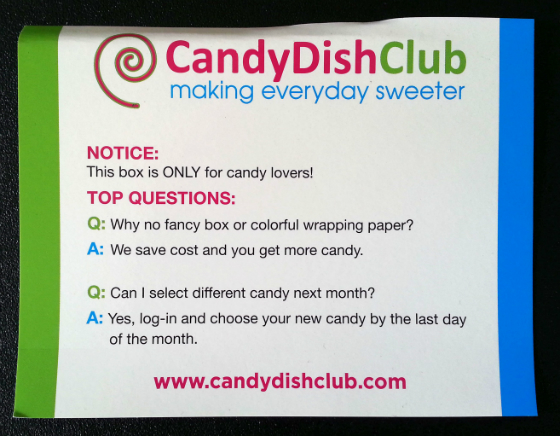  Candy Dish Club Subscription Box Review - Nov 2014Faq