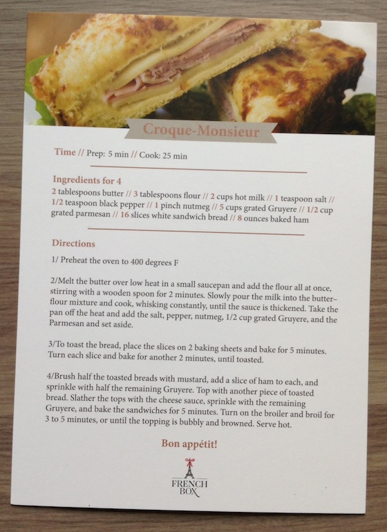 French Box Subscription Review – November 2014 Recipe