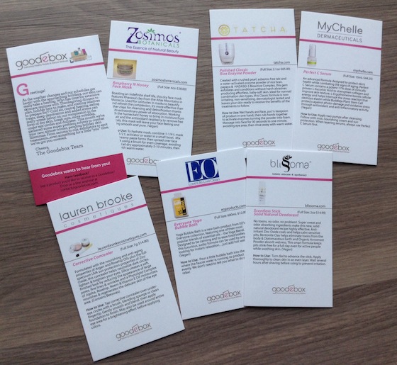 GoodeBox Eco Beauty Subscription Box Review – Nov 2014 Info