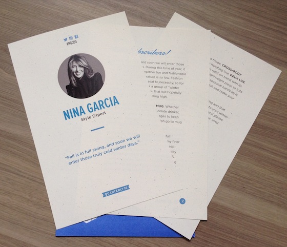 Nina Garcia Quarterly Subscription Box Review #NGQ04 Letter