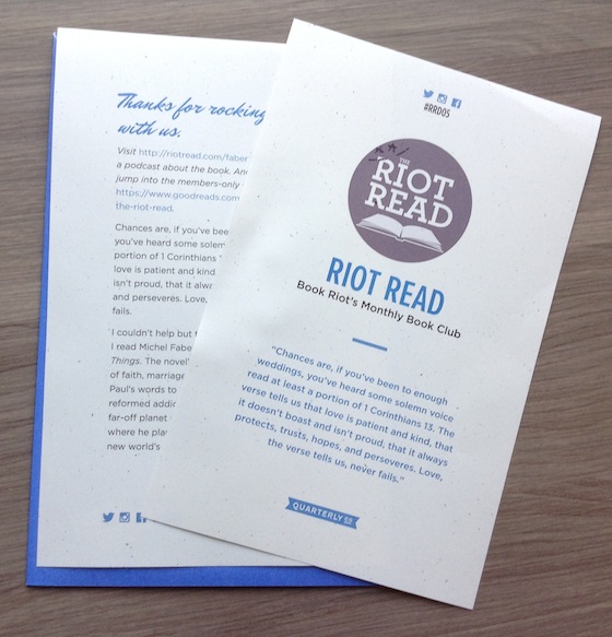 Riot Read Monthly Book Club Subscription Review #RRD05 Letter