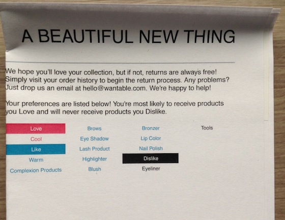 Wantable Makeup Subscription Box Review – November 2014 Info