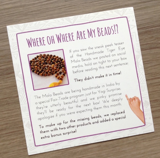 Yogi Surprise Subscription Box Review – November 2014 Beads