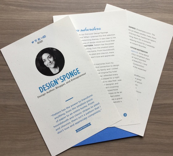 Design Sponge Quarterly Subscription Box Review #DSQ01 Letter
