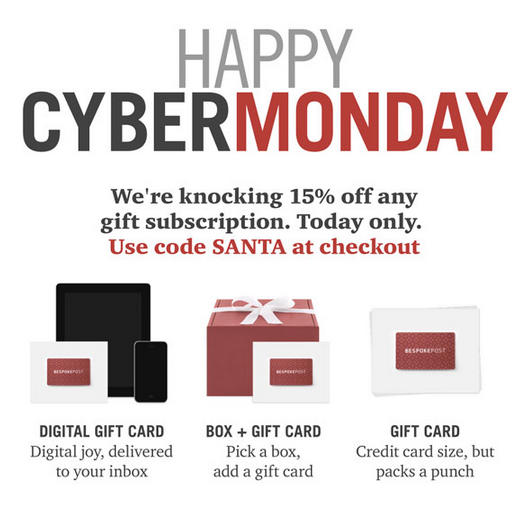 Bespoke Post Cyber Monday Deals - Gift Subscription Sale Santa