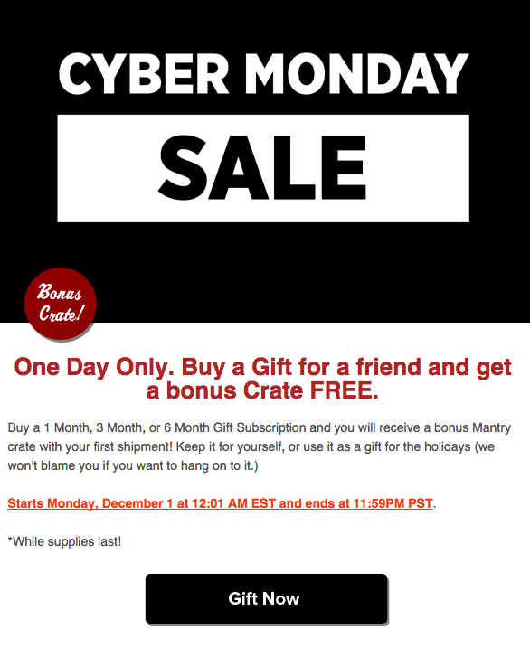 Mantry Cyber Monday Deal – Buy a Box, Get One Free!