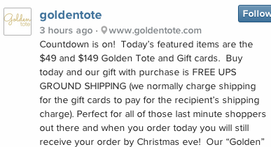 Today Only - Free Shipping at Golden Tote! Info