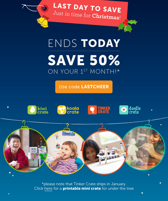 Kiwi Crate Coupon - 50% Off + Christmas Delivery