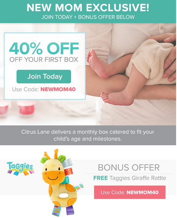 40% Off Your First Month of Citrus Lane + Free Toy