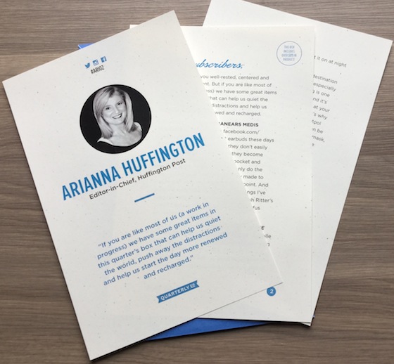 Arianna Huffington Quarterly Box Review – #ARI02 Letter