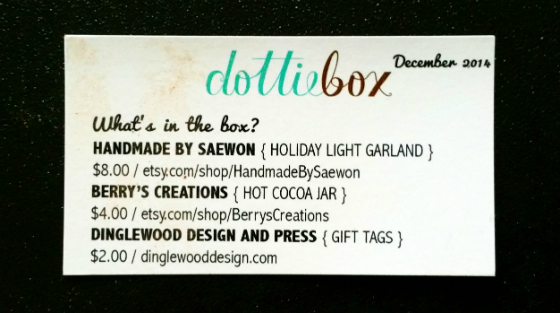 Dottie Box Mini Subscription Box Review – December 2014 Info