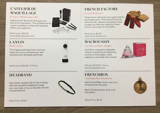 French Box Subscription Review – December 2014 Info