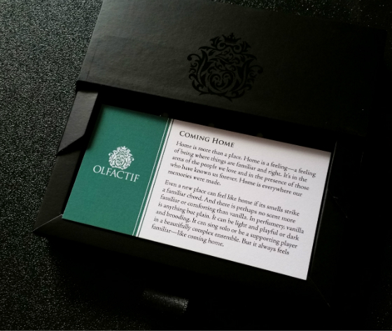 Olfactif Perfume Subscription Box Review – December 2014 Coming Home