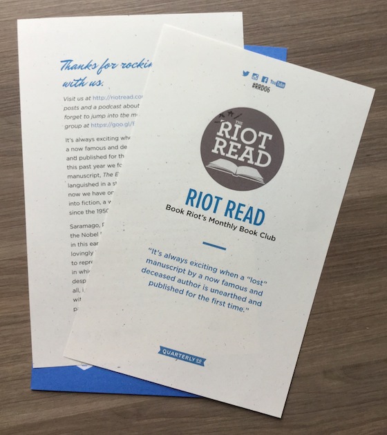 Riot Read Monthly Book Club Subscription Review #RRD06 Letter