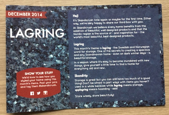 Skandicrush Subscription Box Review – December 2014 Letter