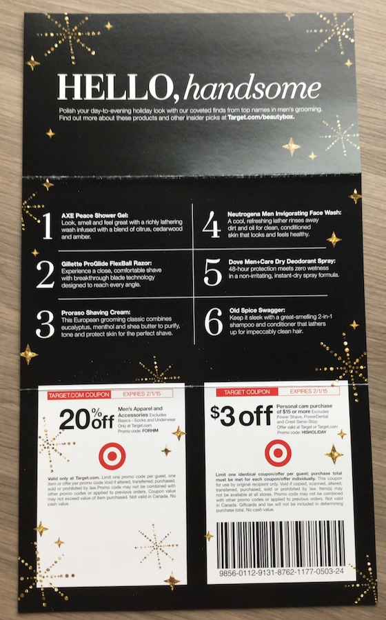 Target Beauty Box for Him Review - December 2014 Info