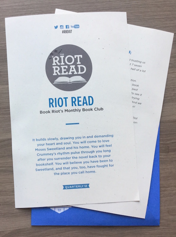Riot Read Monthly Book Club Subscription Review #RRD07 Letter