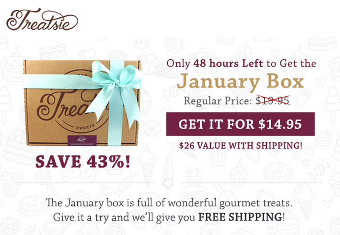 48 Hour Deal – Free Shipping on the January Treatsie Box