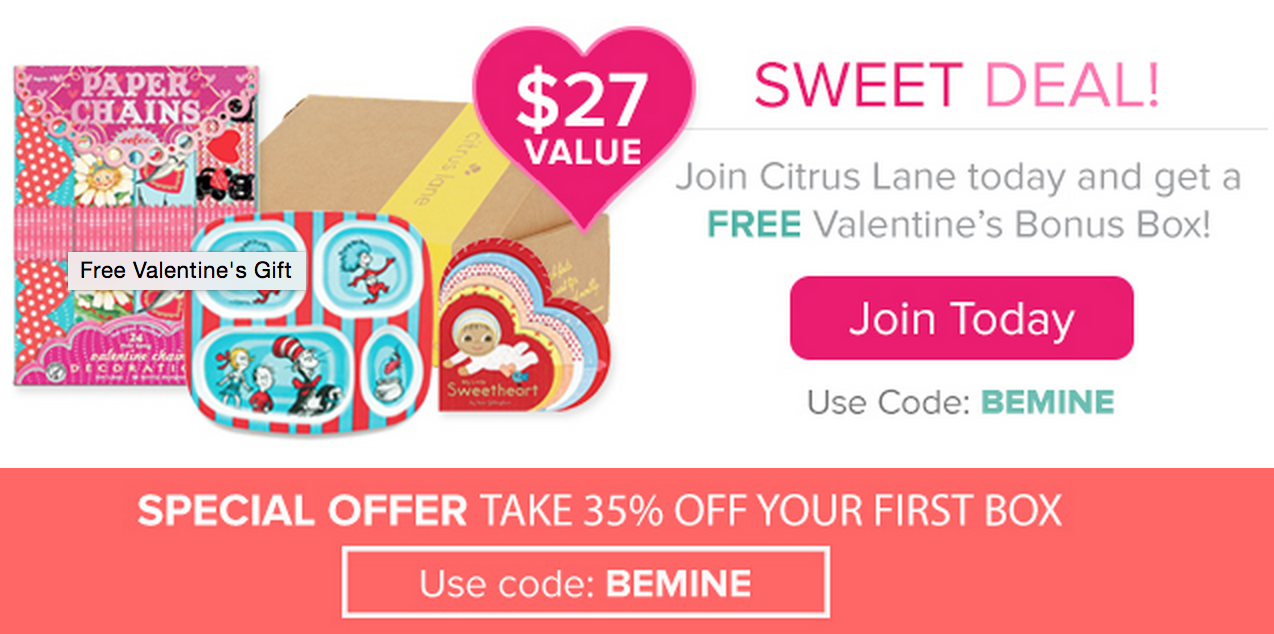 Free Citrus Lane Valentine’s Bonus Box + 35% Off!