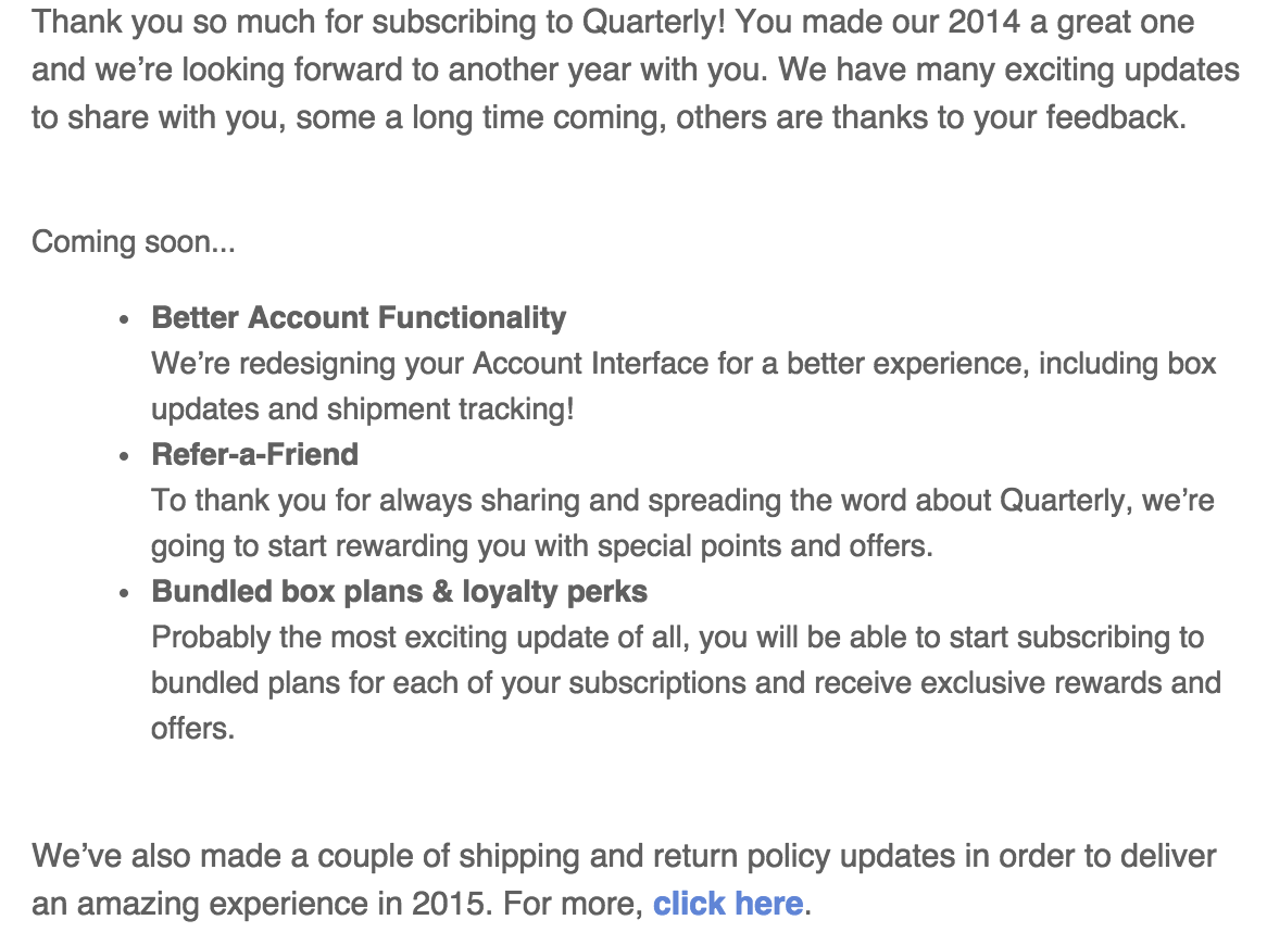 Quarterly Changes