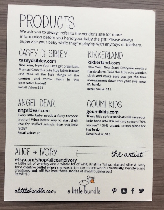 A Little Bundle Subscription Box Review - January 2015 Info