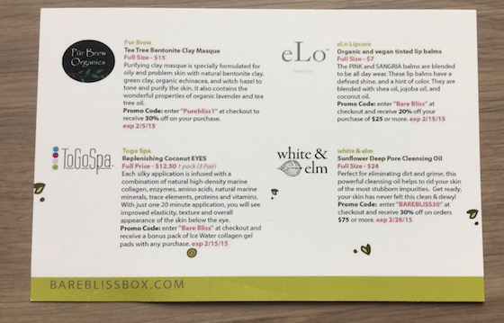 Bare Bliss Box Subscription Review – January 2015 Info