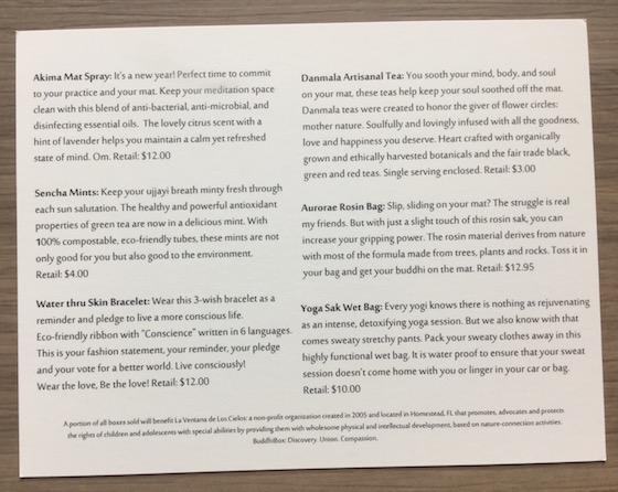BuddhiBox Subscription Box Review – January 2015 Info