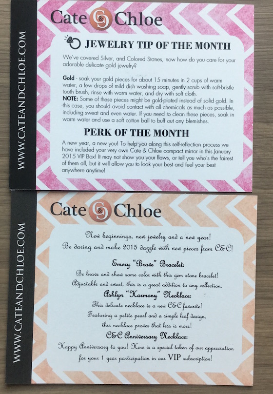 Cate & Chloe Subscription Box Review – January 2015 Info