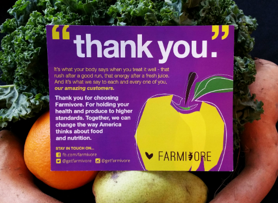 Farmivore Subscription Box Review Thank You