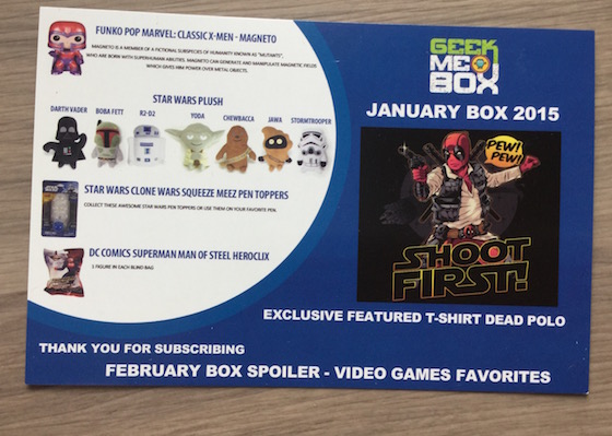 Geek Me Box Subscription Review – January 2015 Info