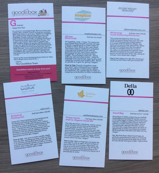 GoodeBox Eco Beauty Subscription Box Review – Jan 2015 Info